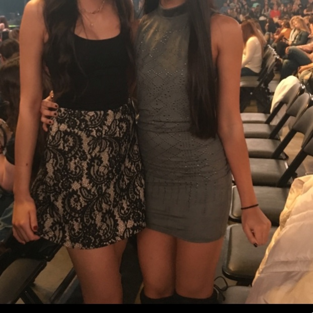 Windsor gray suede embellished bodycon dress small